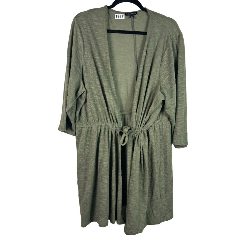 🟣🟣 Lane Bryant  Womens Tie Front Forest Green 3/4 Sleeve Cardigan Size 22/24